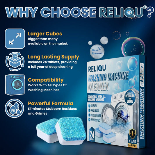 washing machine cleaner tablets, washer cleaner for all machines, HE washer descaler, deep cleaning laundry tablets, odor remover washing machine